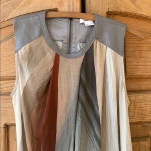 Helmut Lang Asymmetrical Leather trim minidress S